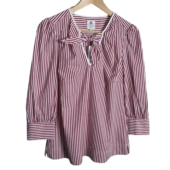 J. Crew Tops - NWT J. Crew Striped Top Cotton Long Sleeve Cuffed Red White Stripe